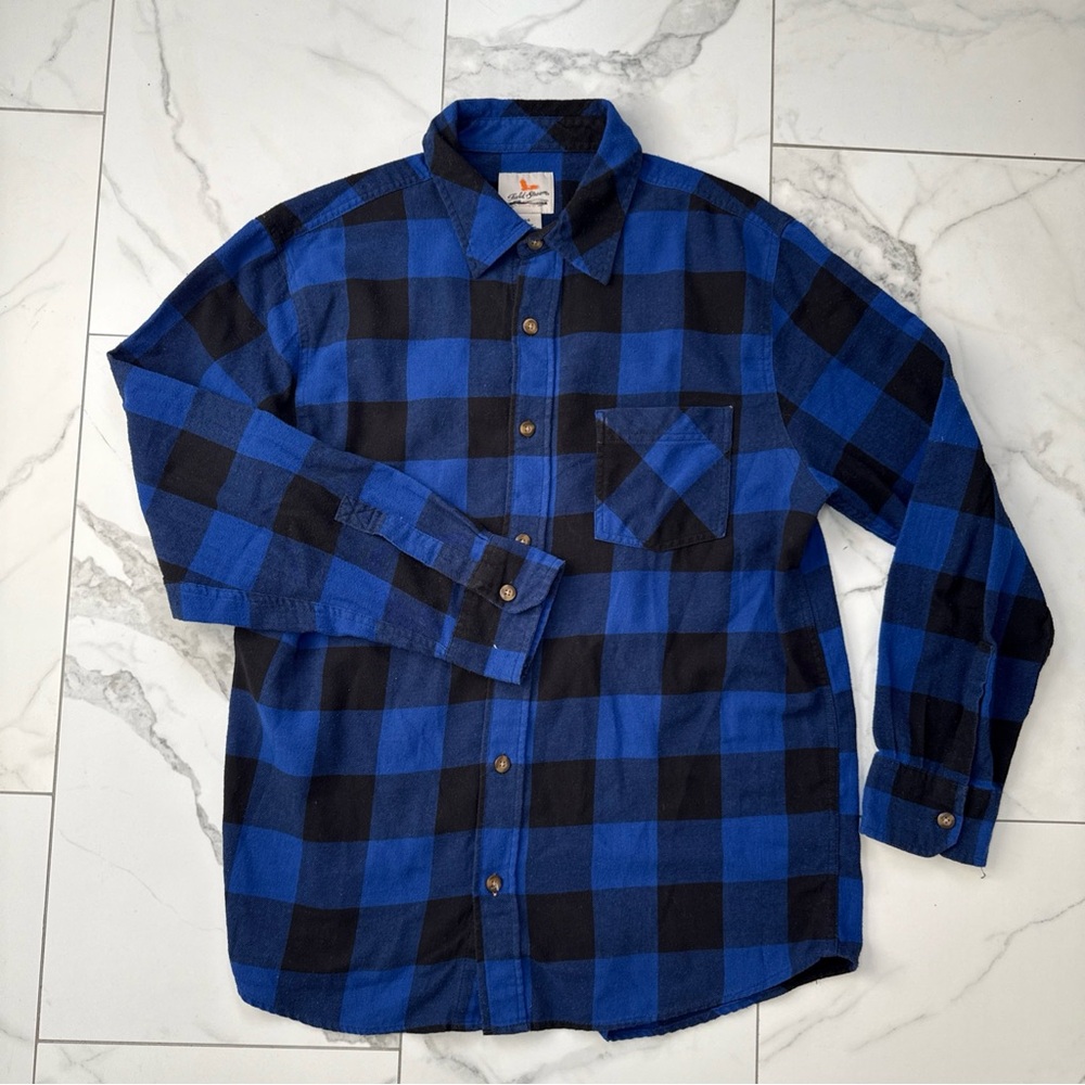 Field And Stream Blue Plaid Flannel Button Up Long Sleeve Shirt